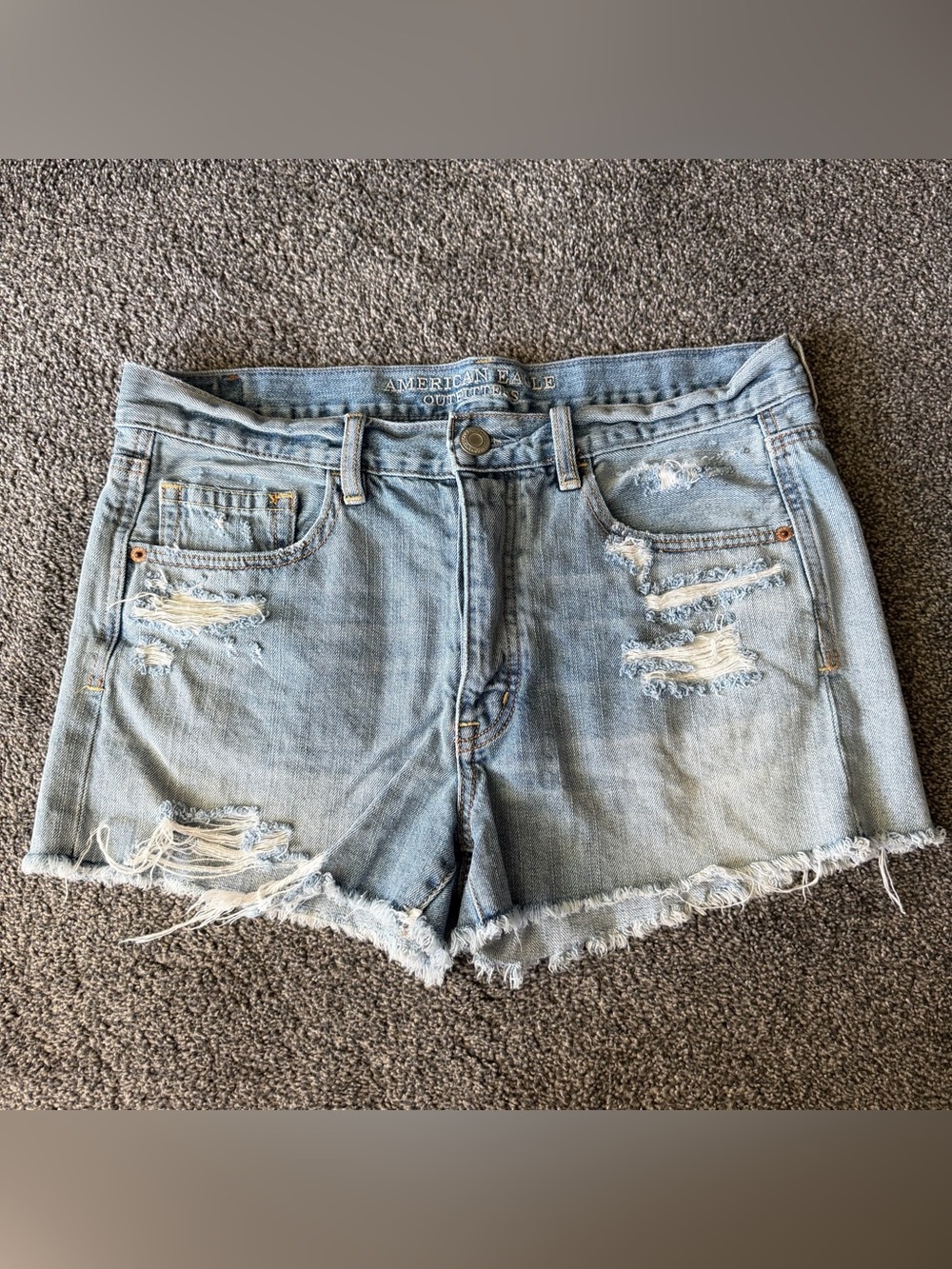 American Eagle Outfitters Mid- Rise Ripped Denim Shorts